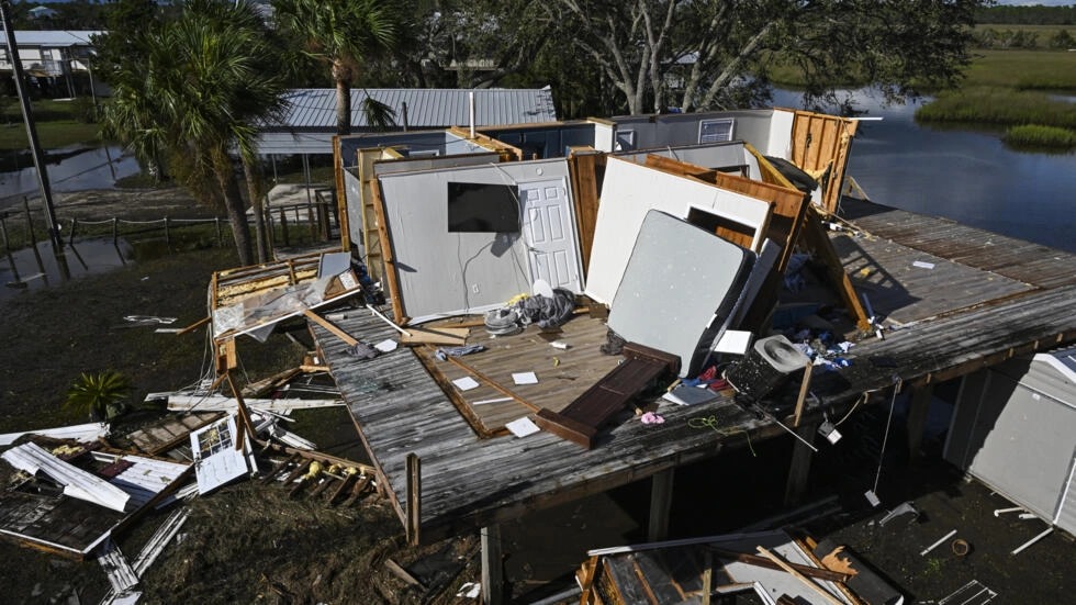 Una casa destruida en Keaton Beach, Florida, por el paso de Idalia el 30 de agosto de 2023. © CHANDAN KHANNA / AFP